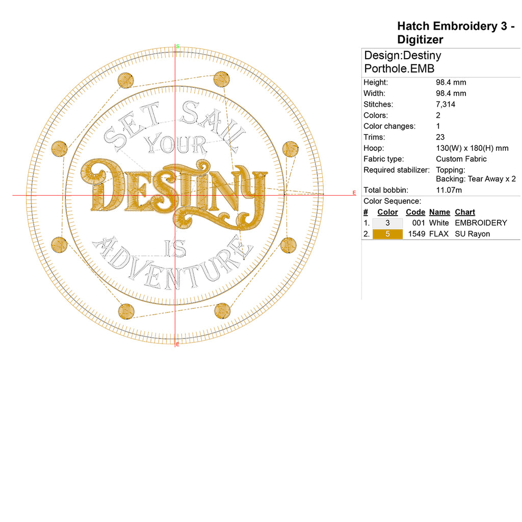 Mouse Boat DCL Destiny Cruise Embroidery File 10x10cm