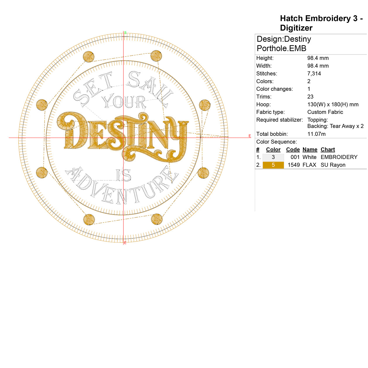 Mouse Boat DCL Destiny Cruise Embroidery File 10x10cm