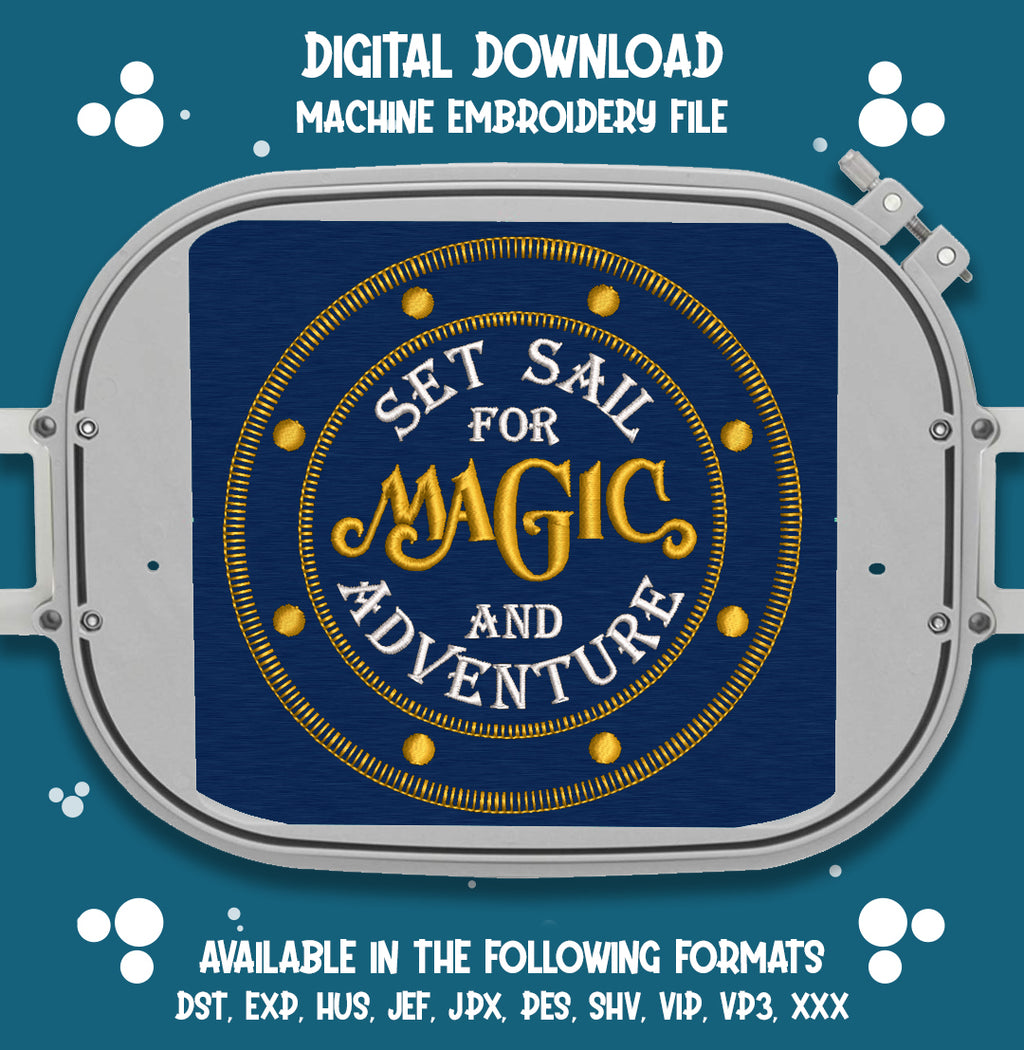 Mouse Boat DCL Magic Cruise Embroidery File 10x10cm