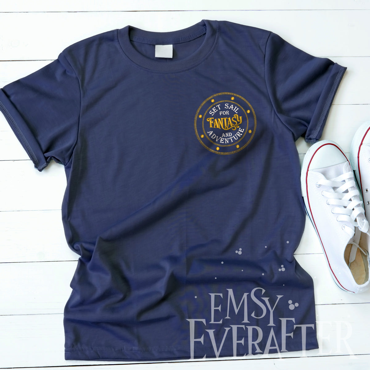 Mouse Boat embroidered Tee with ship name