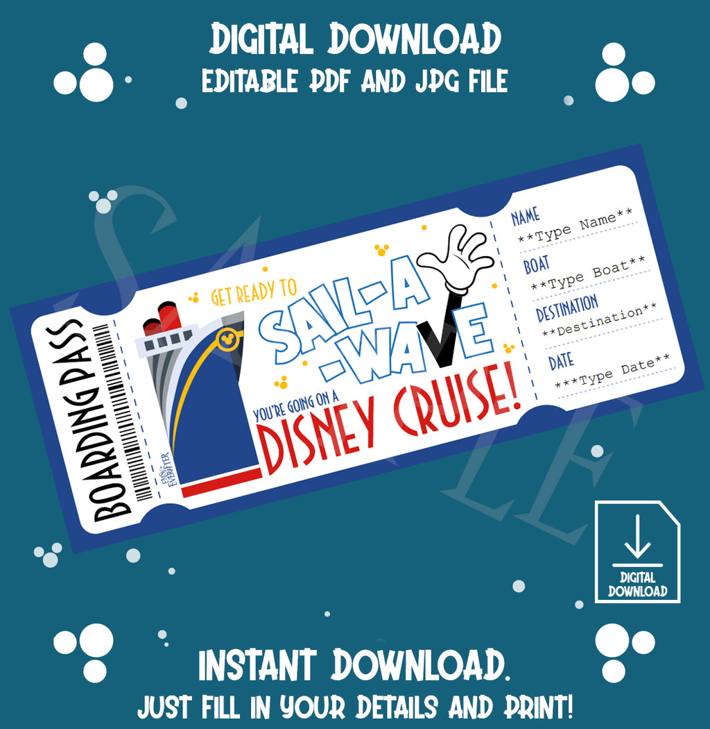 Sail A-wave Cruise Reveal Boarding Pass Gift.