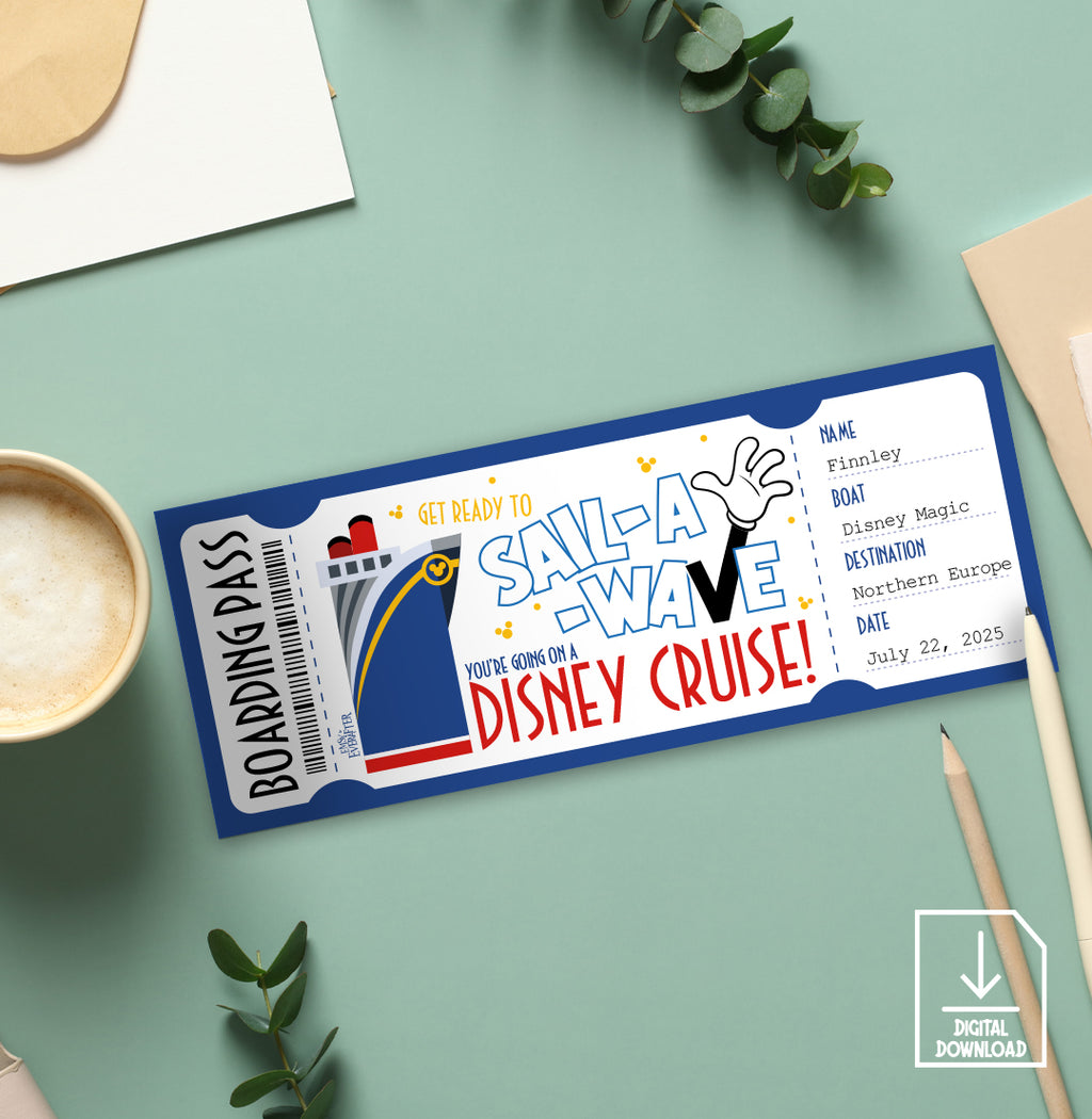 Sail A-wave Cruise Reveal Boarding Pass Gift.