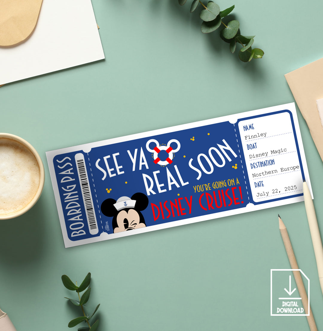 See Ya Real Soon Cruise Reveal Boarding Pass Gift